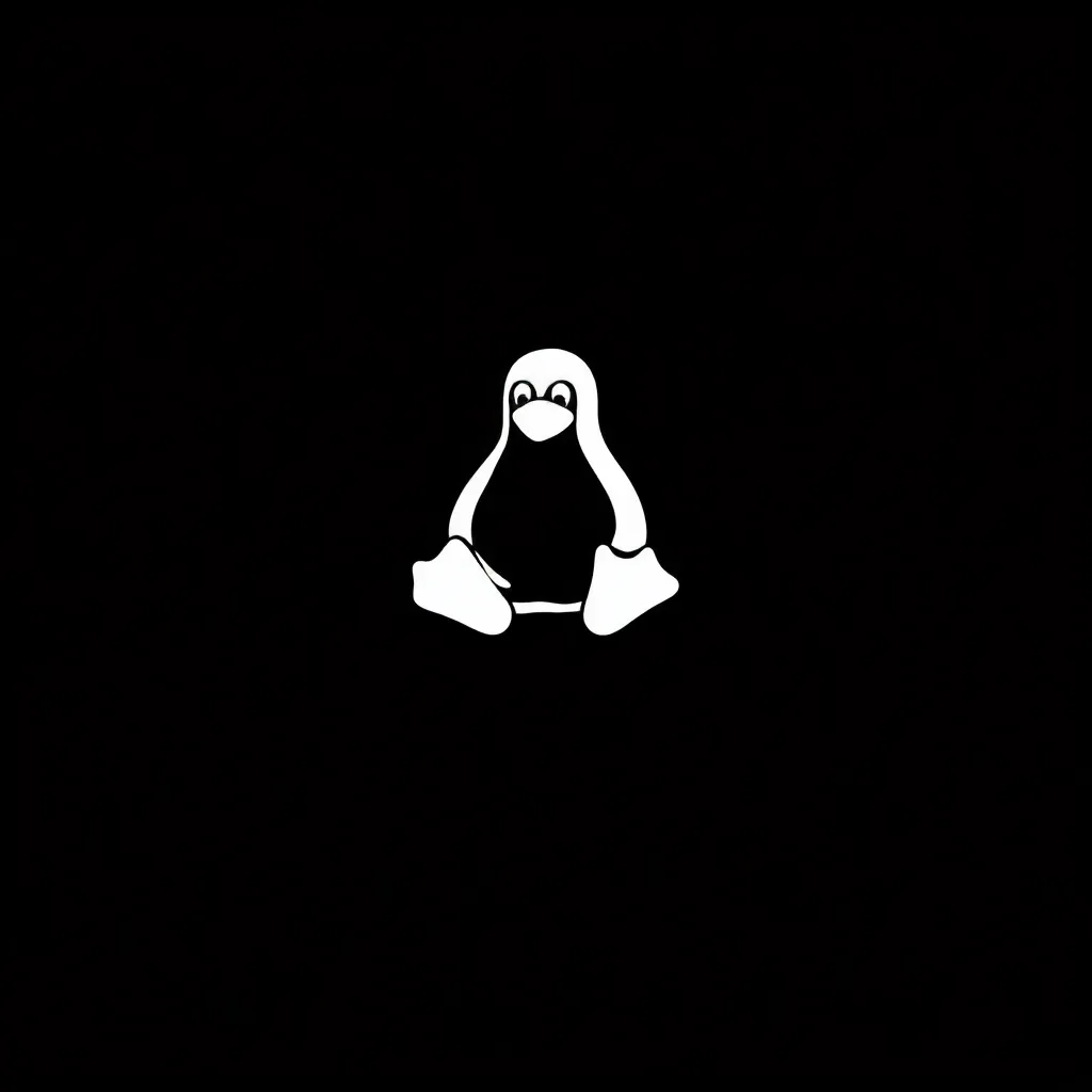 Linux logo white on black background
