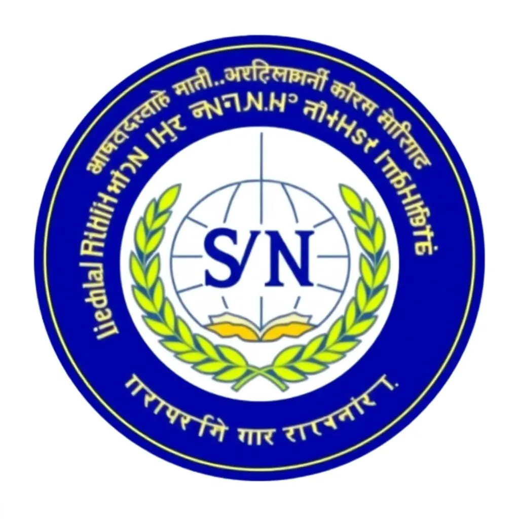 Logo of Sardar Vallabhbhai National Institute of Technology Surat, circular emblem with blue and yellow details and green laurel wreath