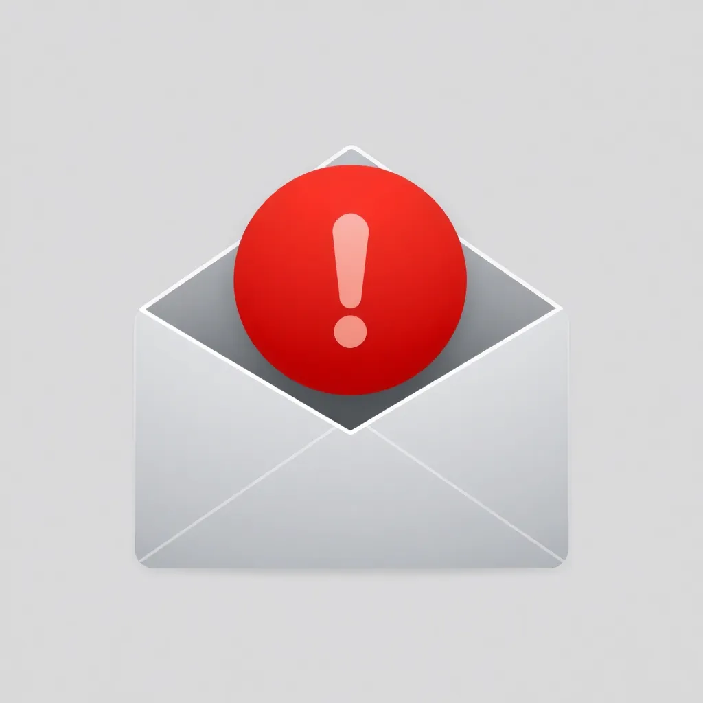Icon of an envelope with a red exclamation mark notification