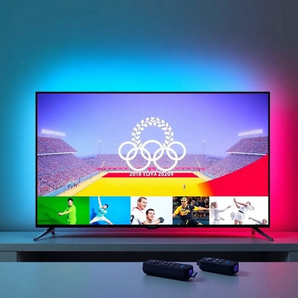TV screen showing 2020 Tokyo Olympic Games experience on Roku devices