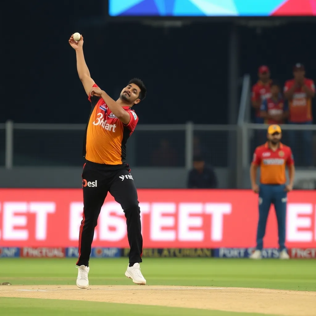 Mohit Sharma bowling a crucial death over delivery during IPL 2025 Eliminator match