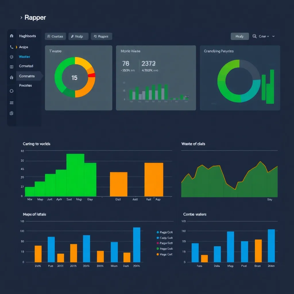 Dashboard showing waste analytics and data visualization charts