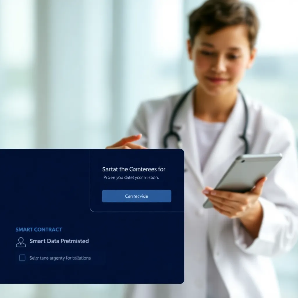 Screenshot showing smart contract interaction interface for patient data permissions