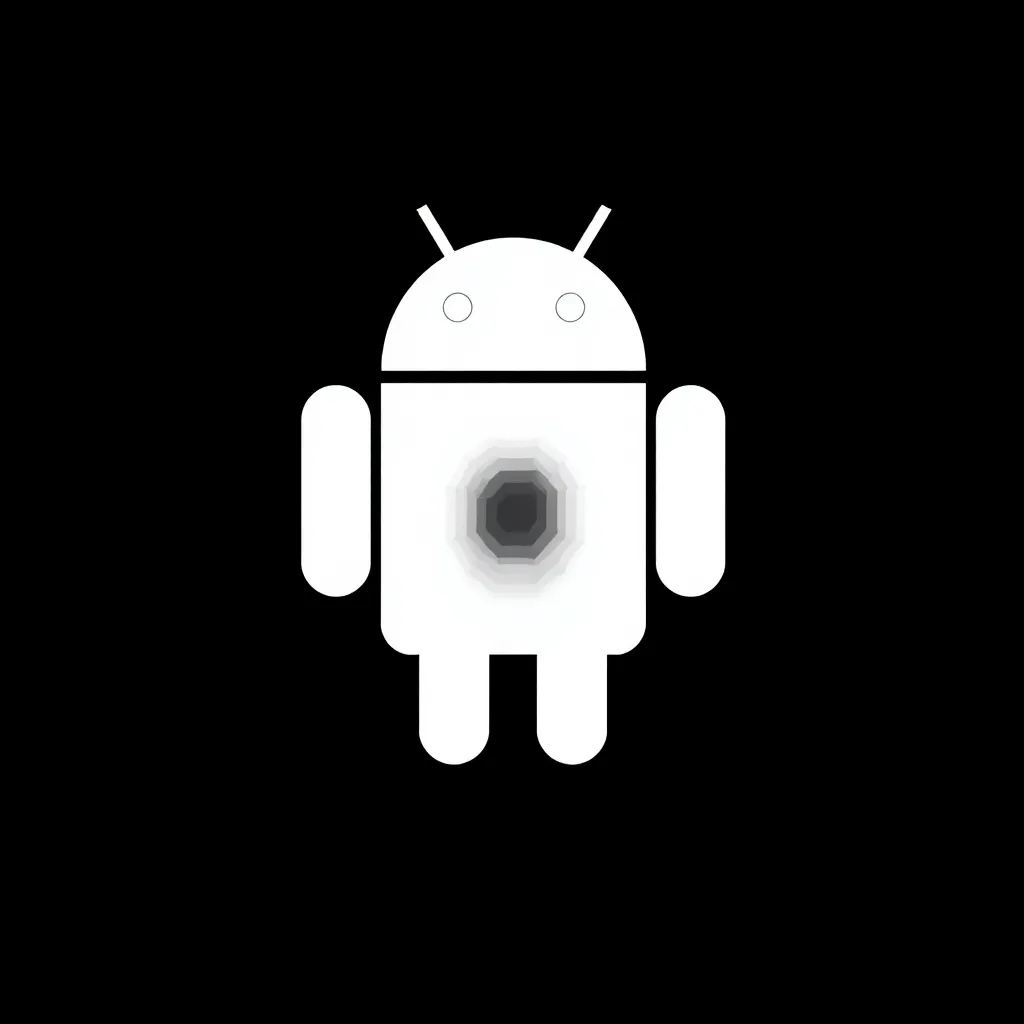 Android robot logo white on black background
