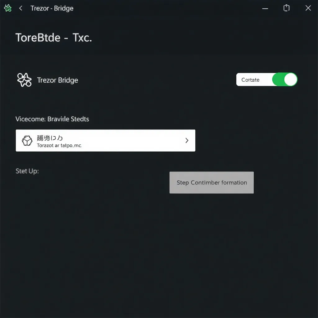 Trezor Bridge setup progress screen with step indicators and confirmation