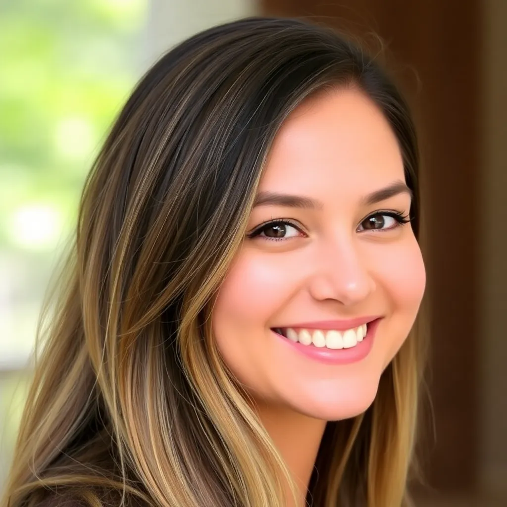 User avatar 3 smiling woman with long hair