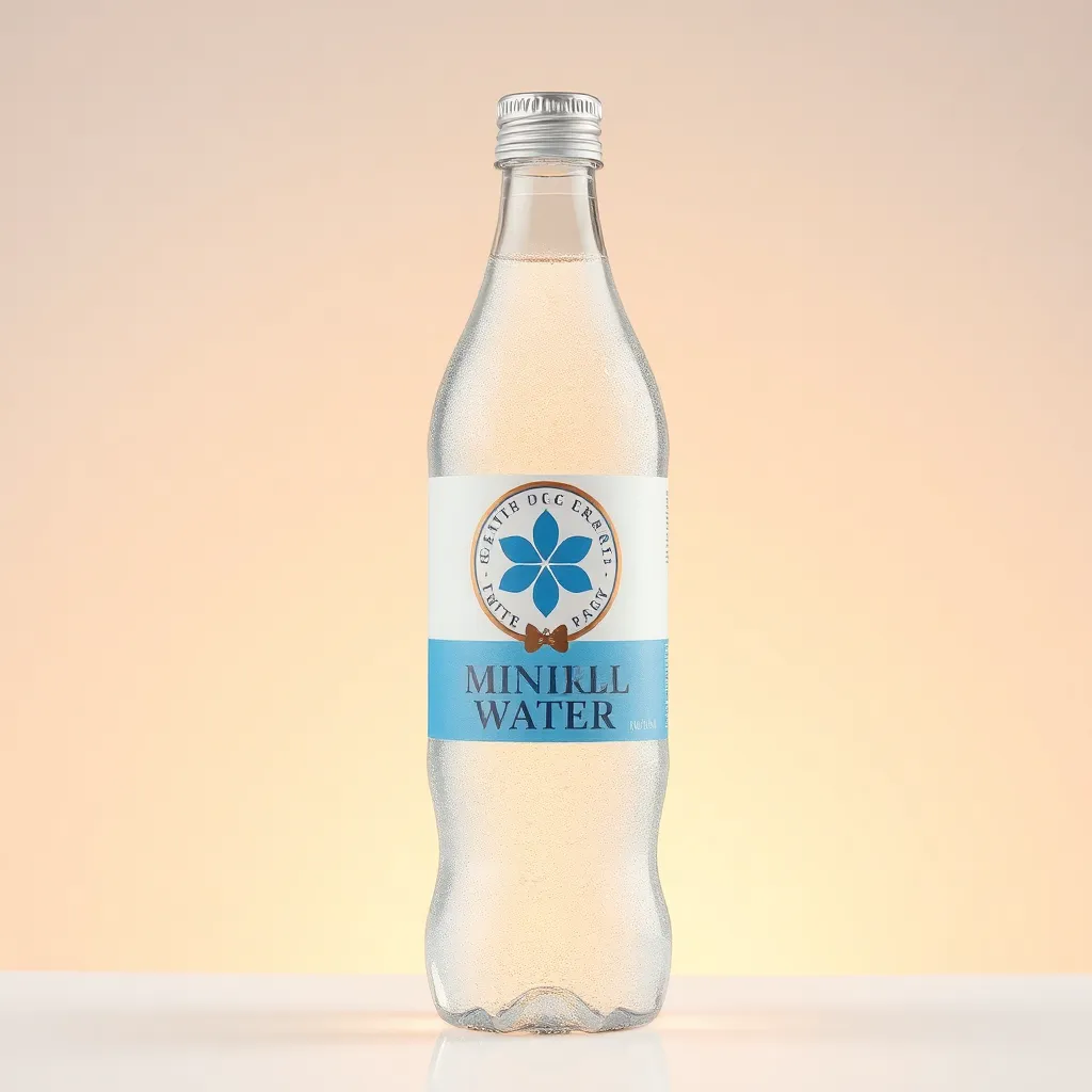 Bottle of mineral water with label