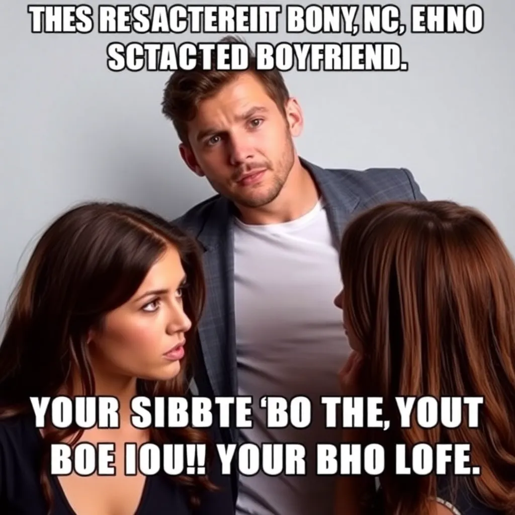 Distracted boyfriend meme template with three people, man looking at another woman while girlfriend looks shocked