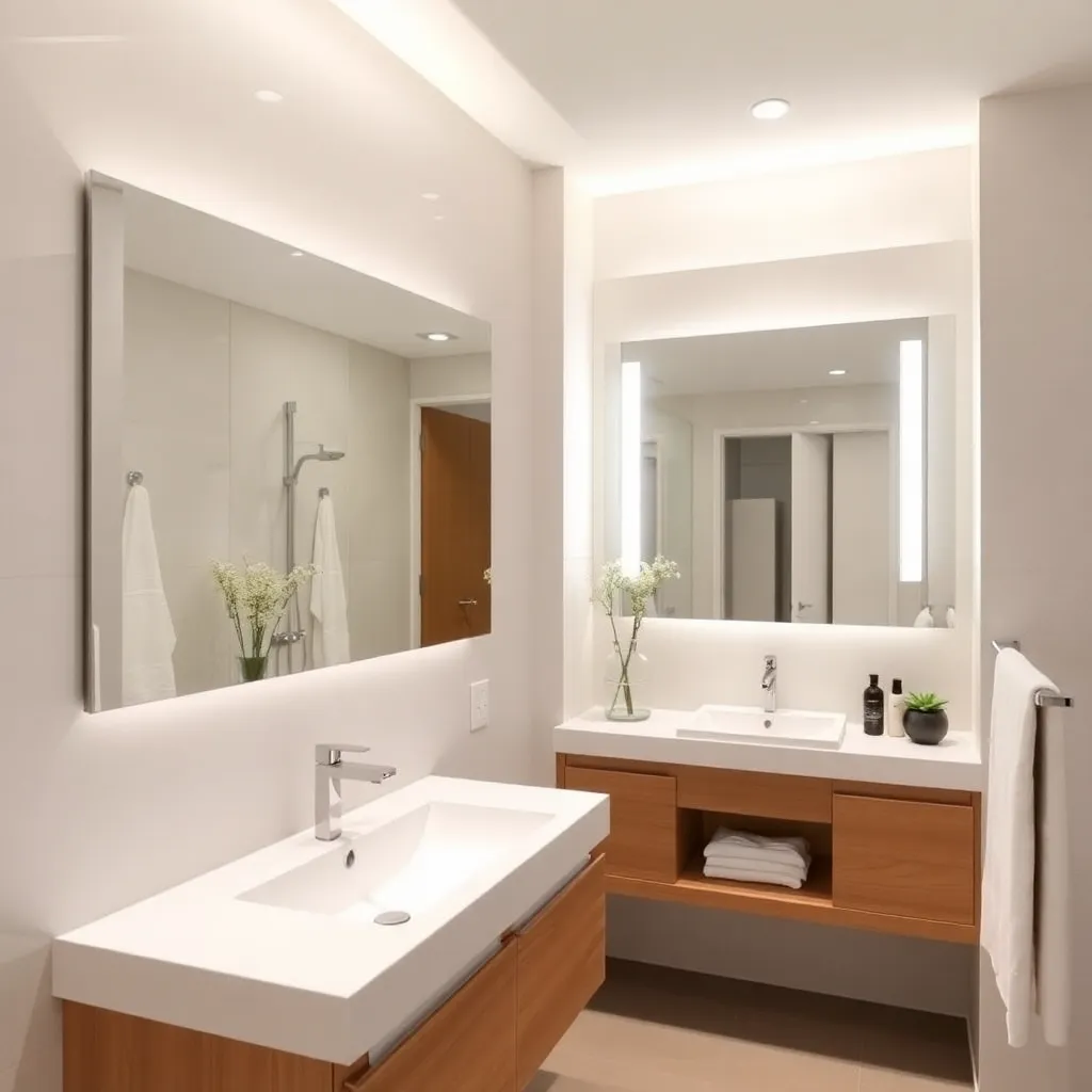 Image showing Bathroom Design Ideas with a modern bathroom and mirror