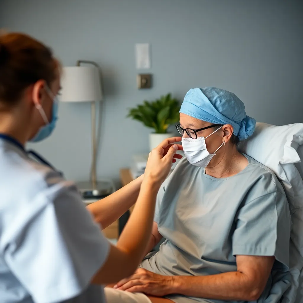 Post-surgical nurse monitoring patient