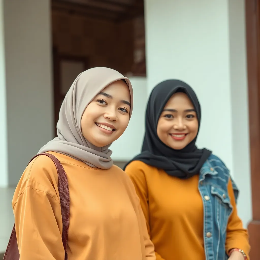 Foto close-up wanita dewasa tersenyum cerah mengenakan pakaian wanita casual warna cerah