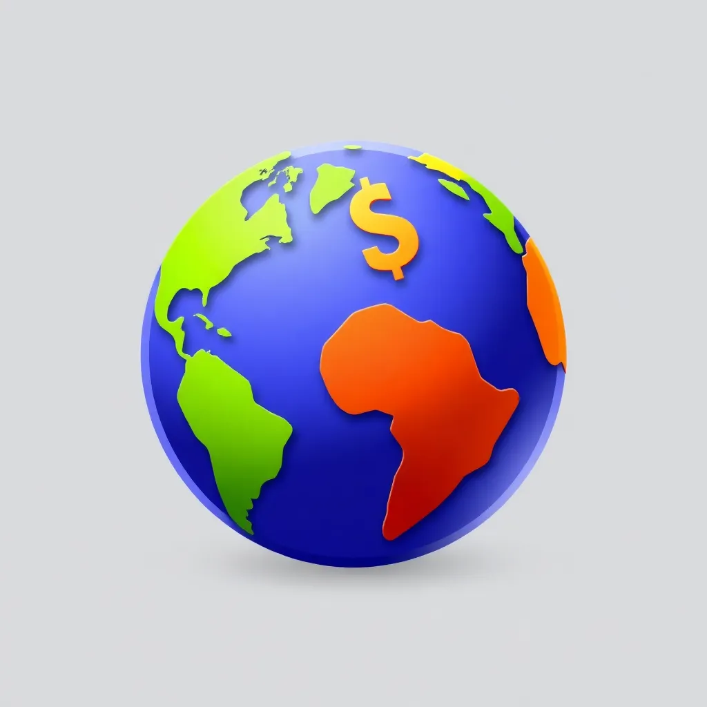 Colorful globe icon representing currency