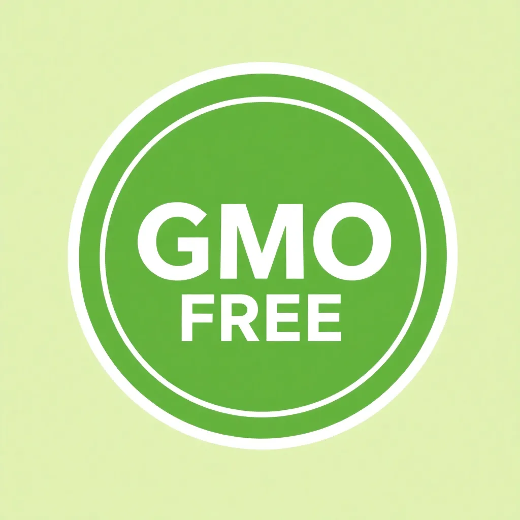 GMO Free badge, circular green and white