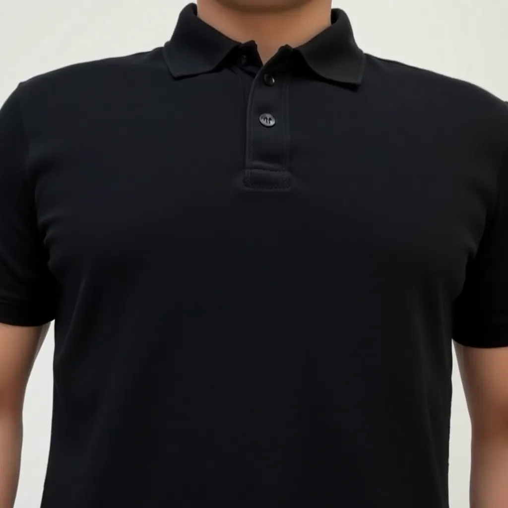 Black polo shirt corporate uniform with collar and buttons