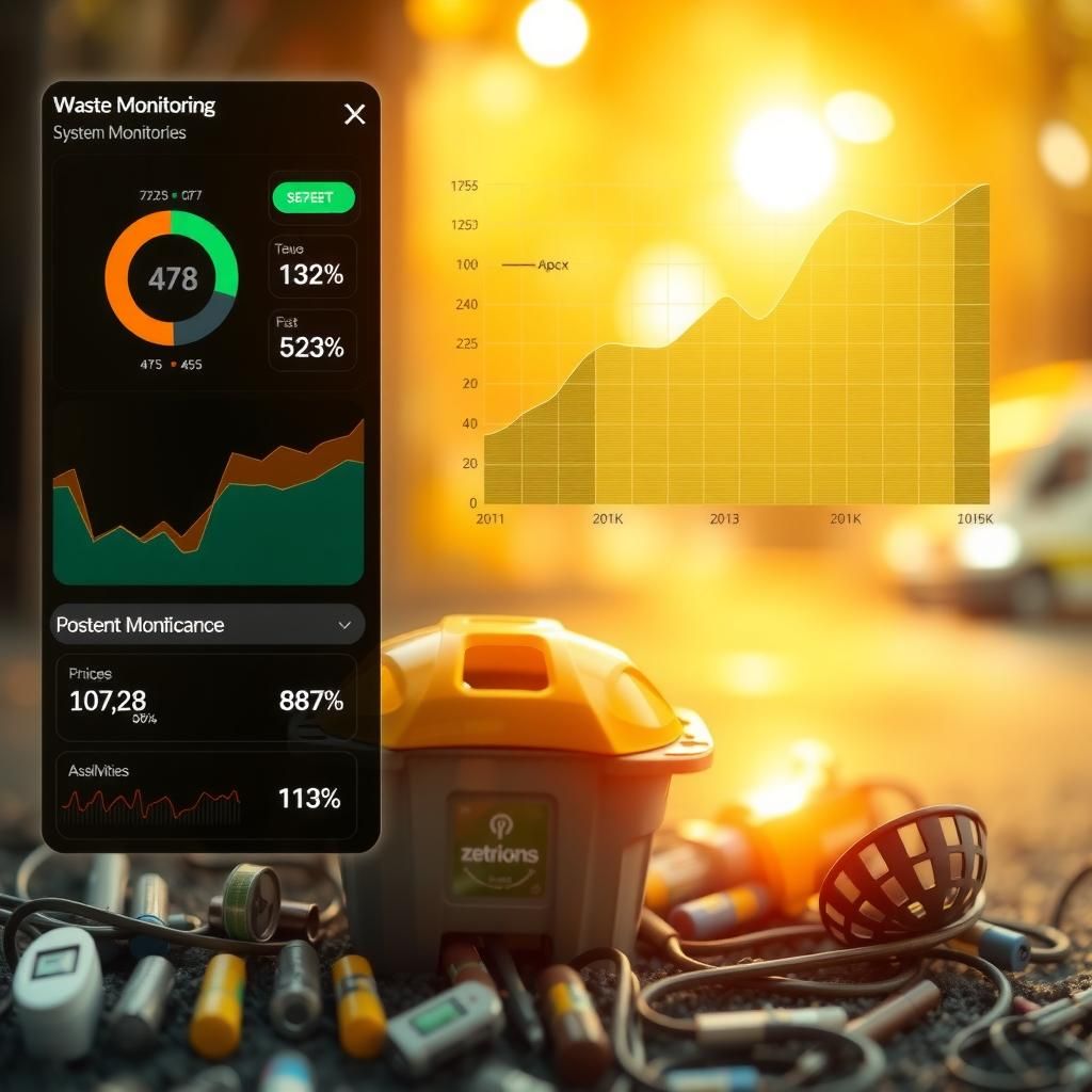 Real-time data analytics system monitoring environmental impact of waste management activities