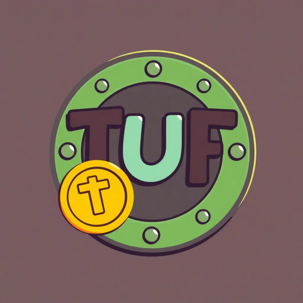 Treasure Fun TUFT token icon with T letter and smiley coin
