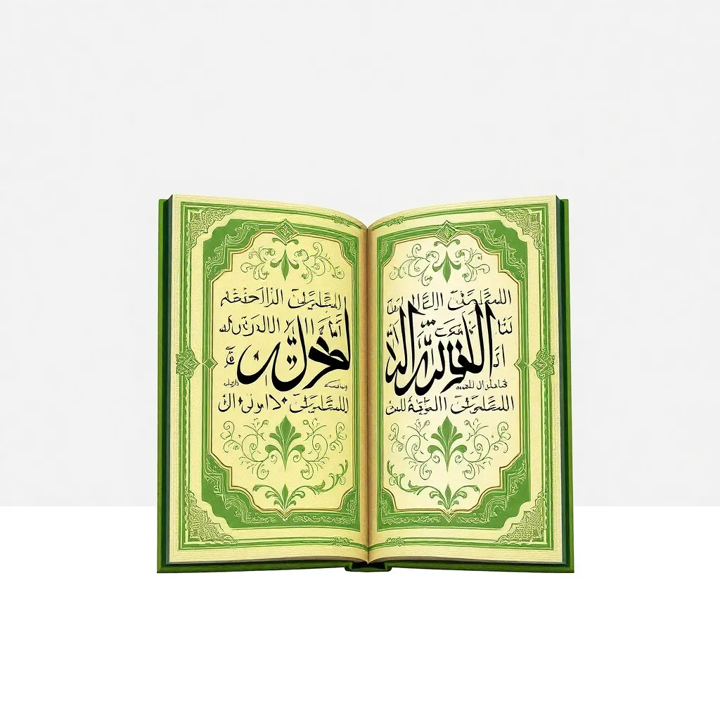 Ikon buku fiqh dengan latar hijau dan ornamen kaligrafi