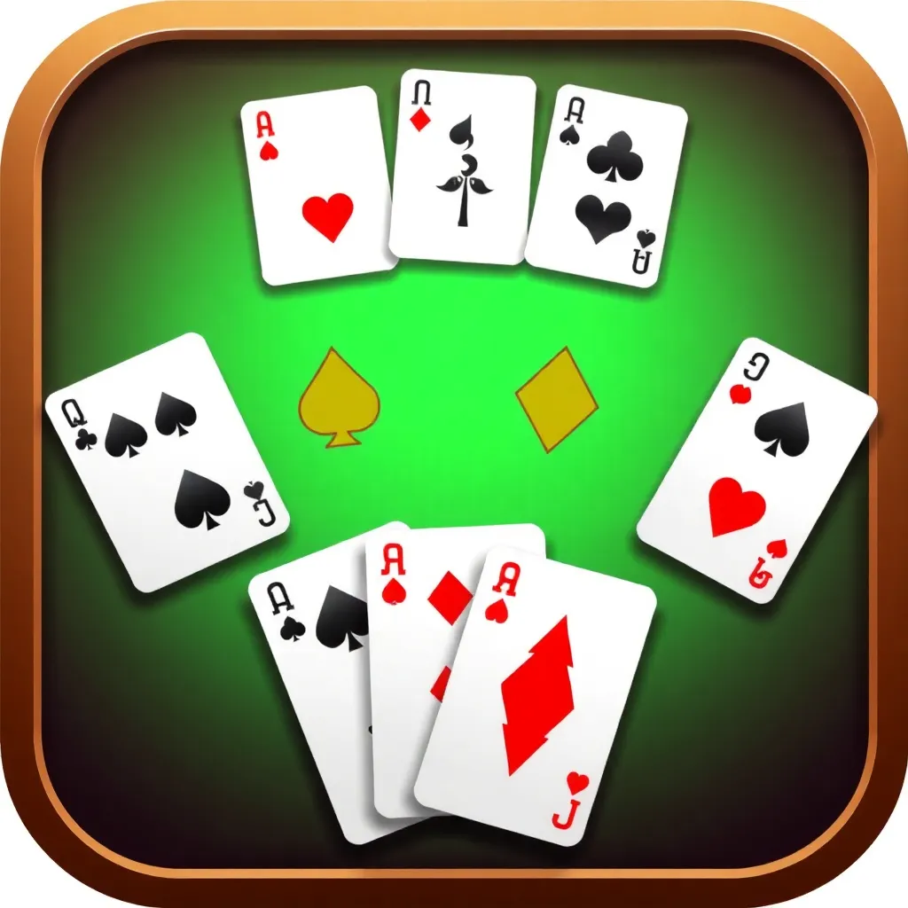Icon representing Rummy card game with cards and melds
