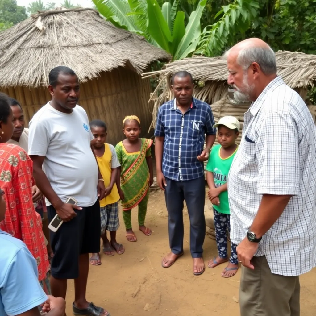 Local community leader speaking to villagers