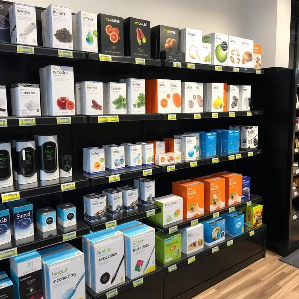 Products display in store