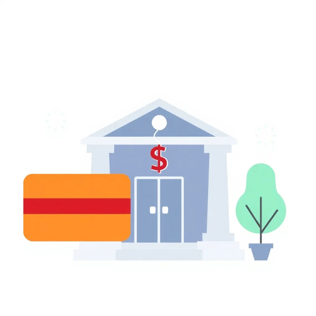 Netbanking payment method icon with bank building illustration