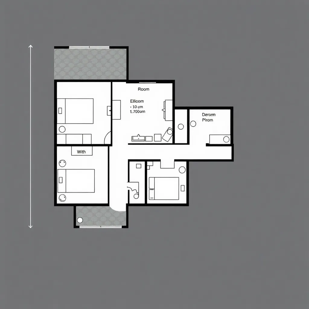 2D floor plan layout with rooms and dimensions, residential, Faridabad [UP]