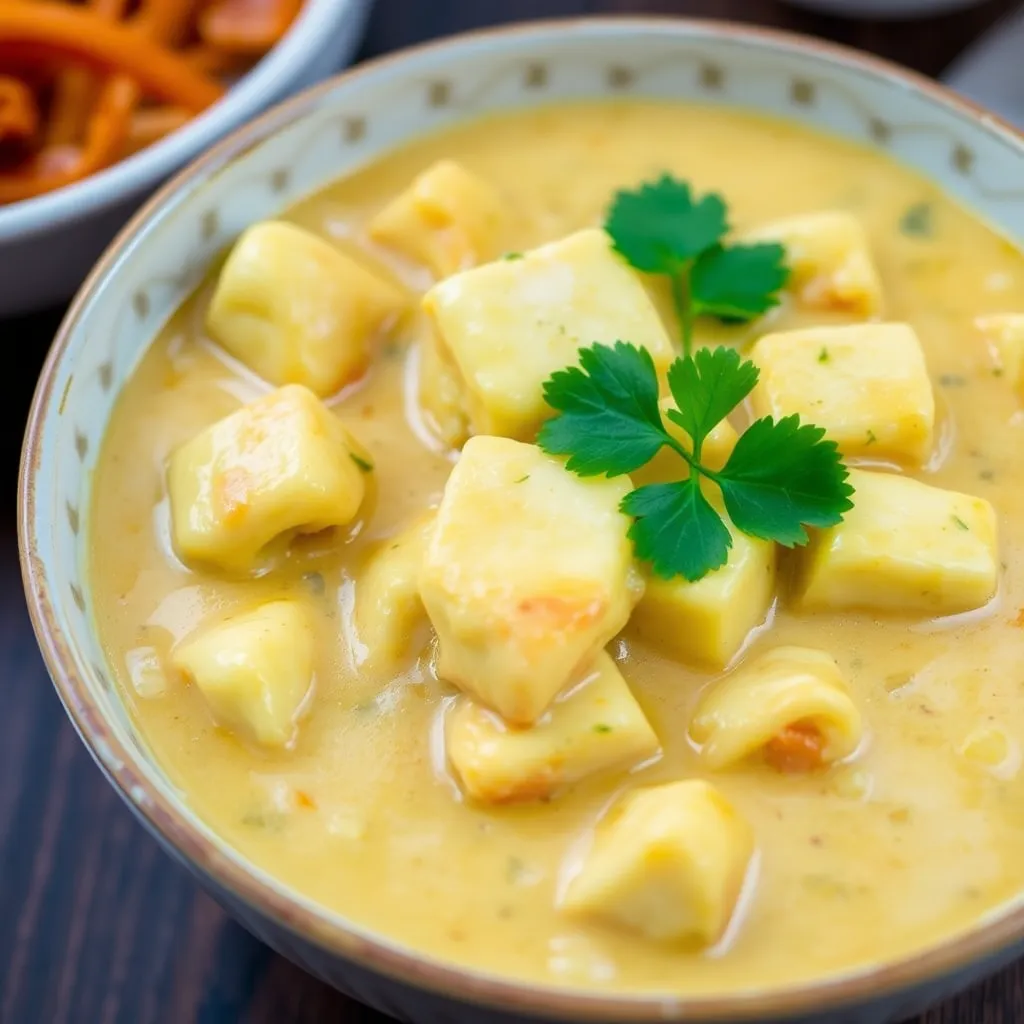 Close-up of a bowl of creamy paneer butter masala garnished with coriander leaves