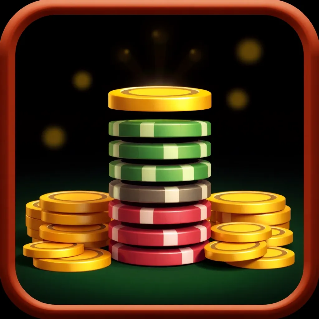Stack of golden casino chips icon
