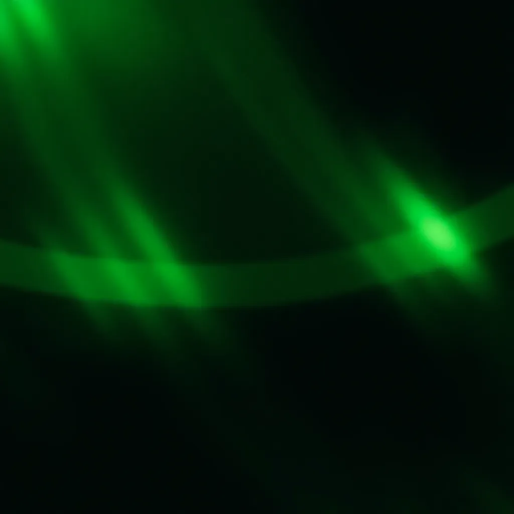 Abstract image of green blurred light streaks with dark shadows