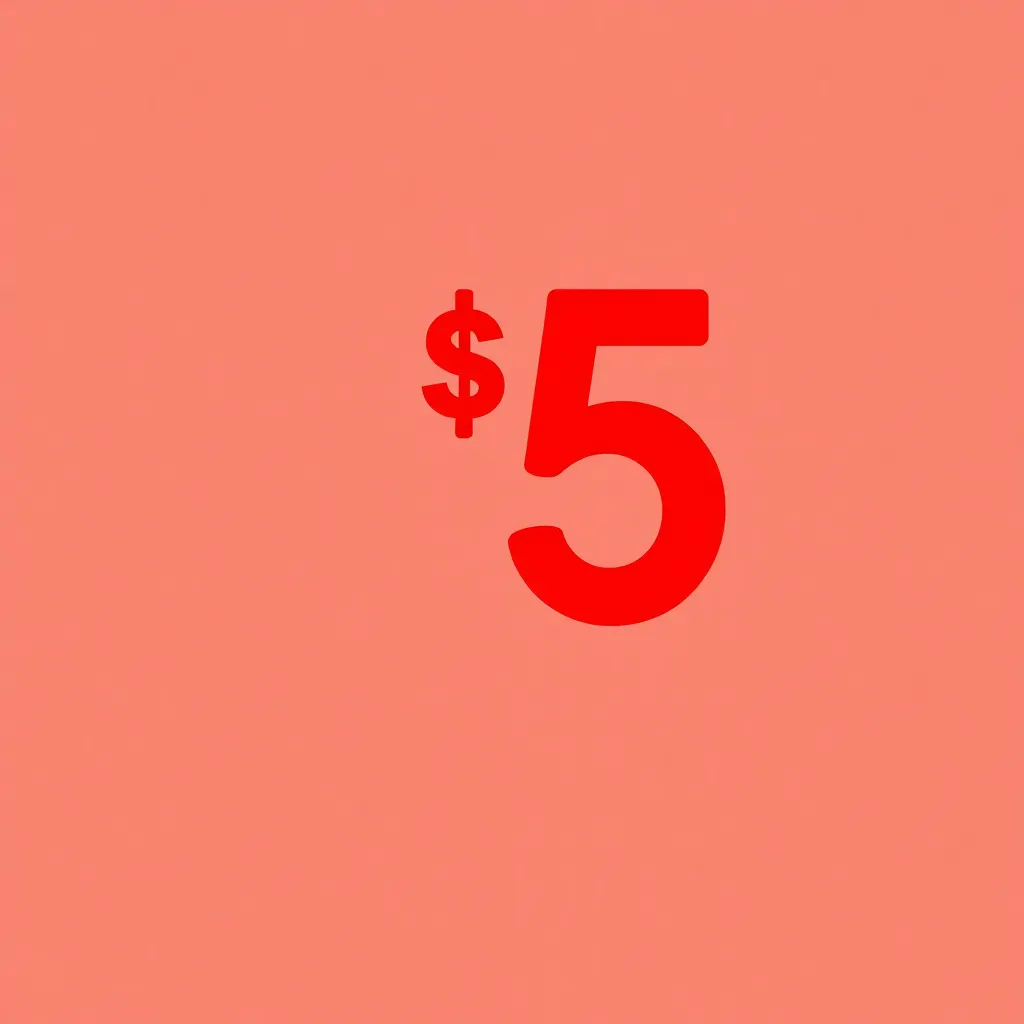 Icon representing $5 Oredo mobile top-up plan with red background