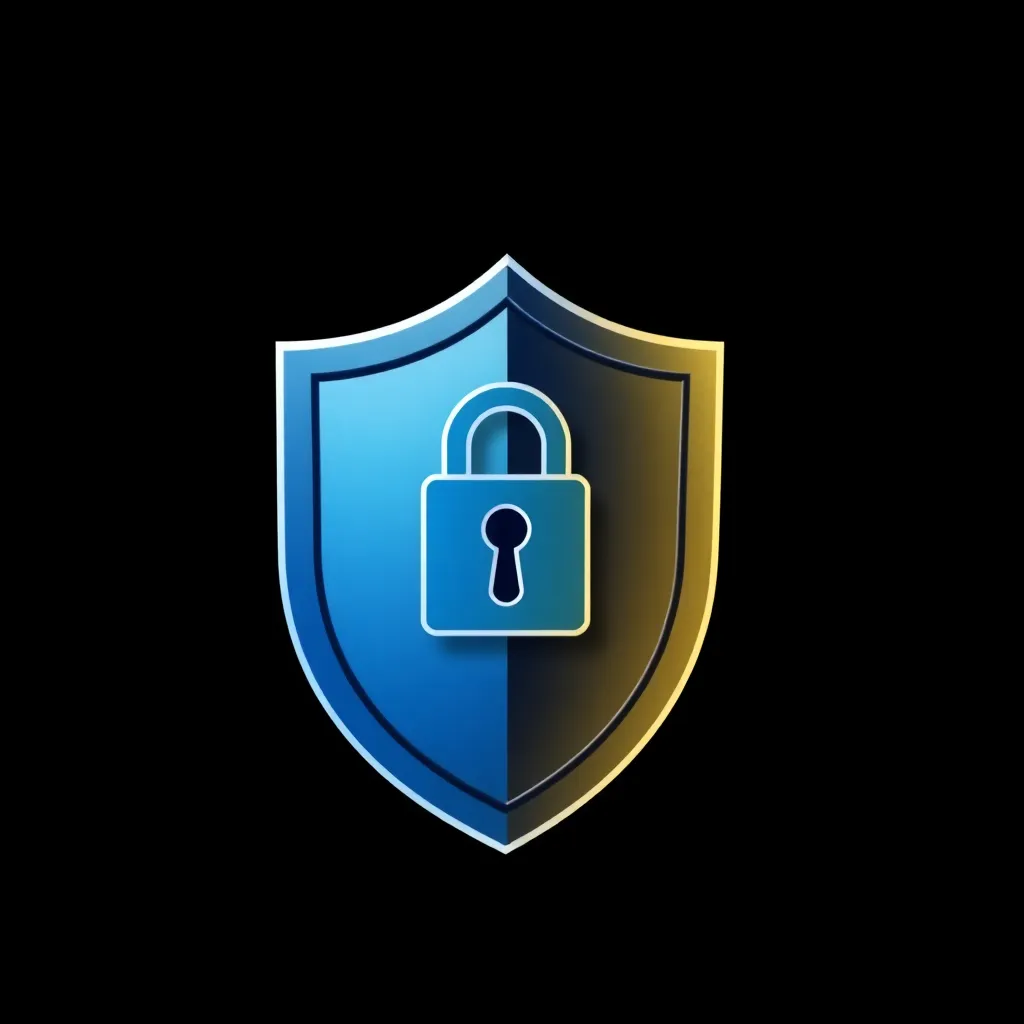 Icon representing secure and safe online gaming with a shield and lock symbol