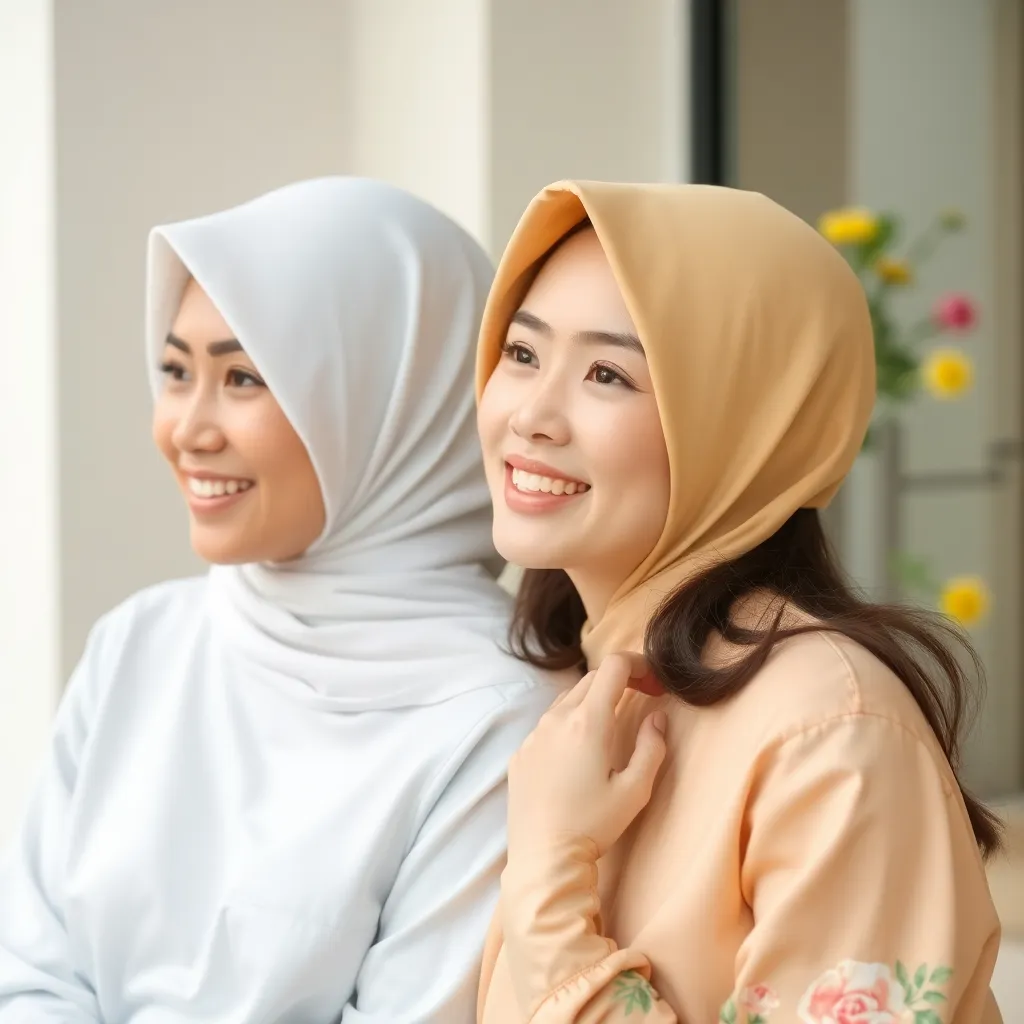Foto close-up wanita muda tersenyum bahagia mengenakan pakaian wanita warna pastel