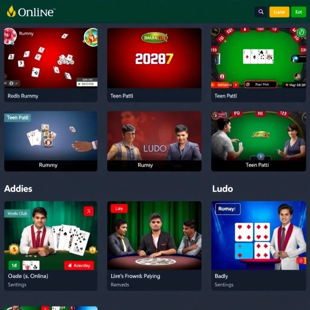 Screenshot of Bharat Club online gaming platform interface showing Rummy, Teen Patti, and Ludo games with Indian players engaged