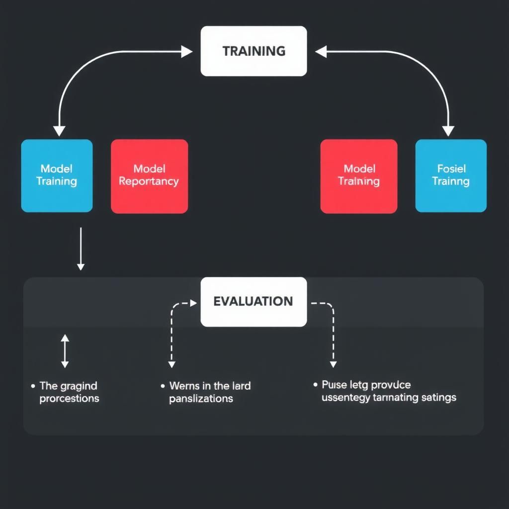 Diagram showing the process of model training and evaluation in machine learning