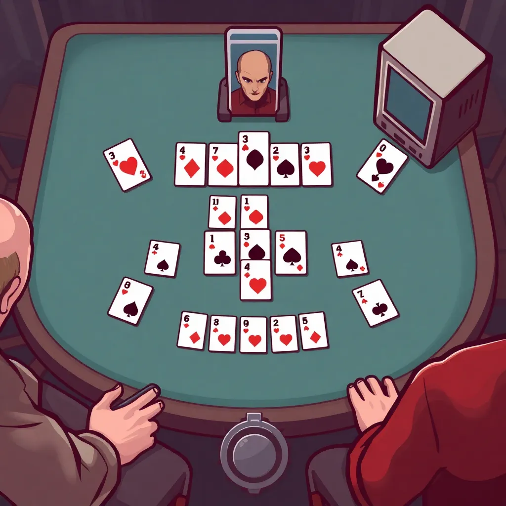 Player versus computer card game interface showing cards on table and computer opponent