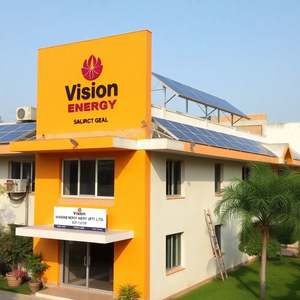 Office building of Vision Energy Pvt. Ltd. with solar panels on roof
