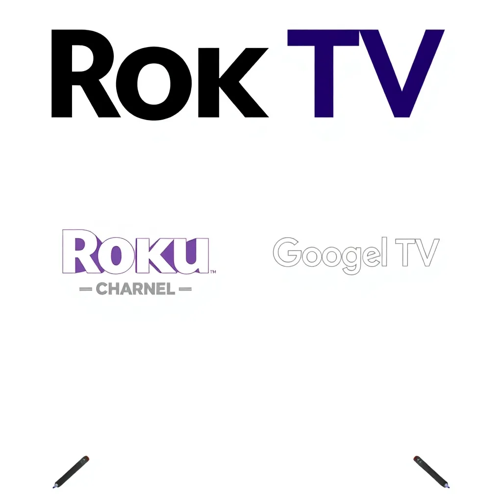 Roku Channel and Google TV logos side by side on white background