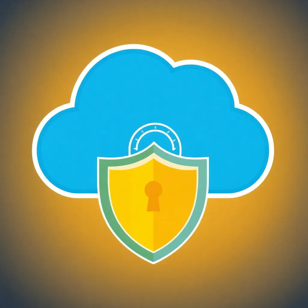 Icon representing cloud security with a cloud and shield