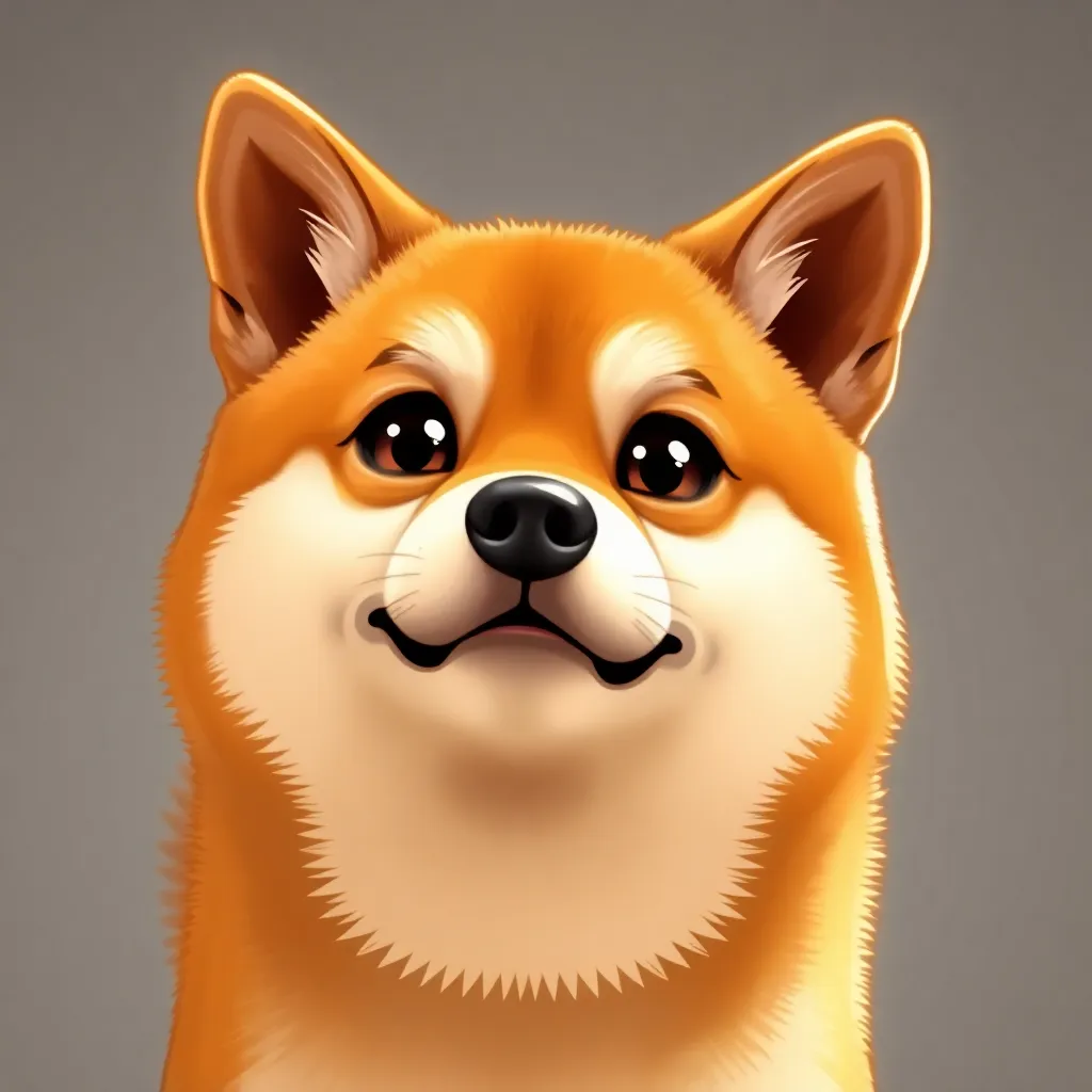 Doge meme character, Shiba Inu dog with a curious and amused expression