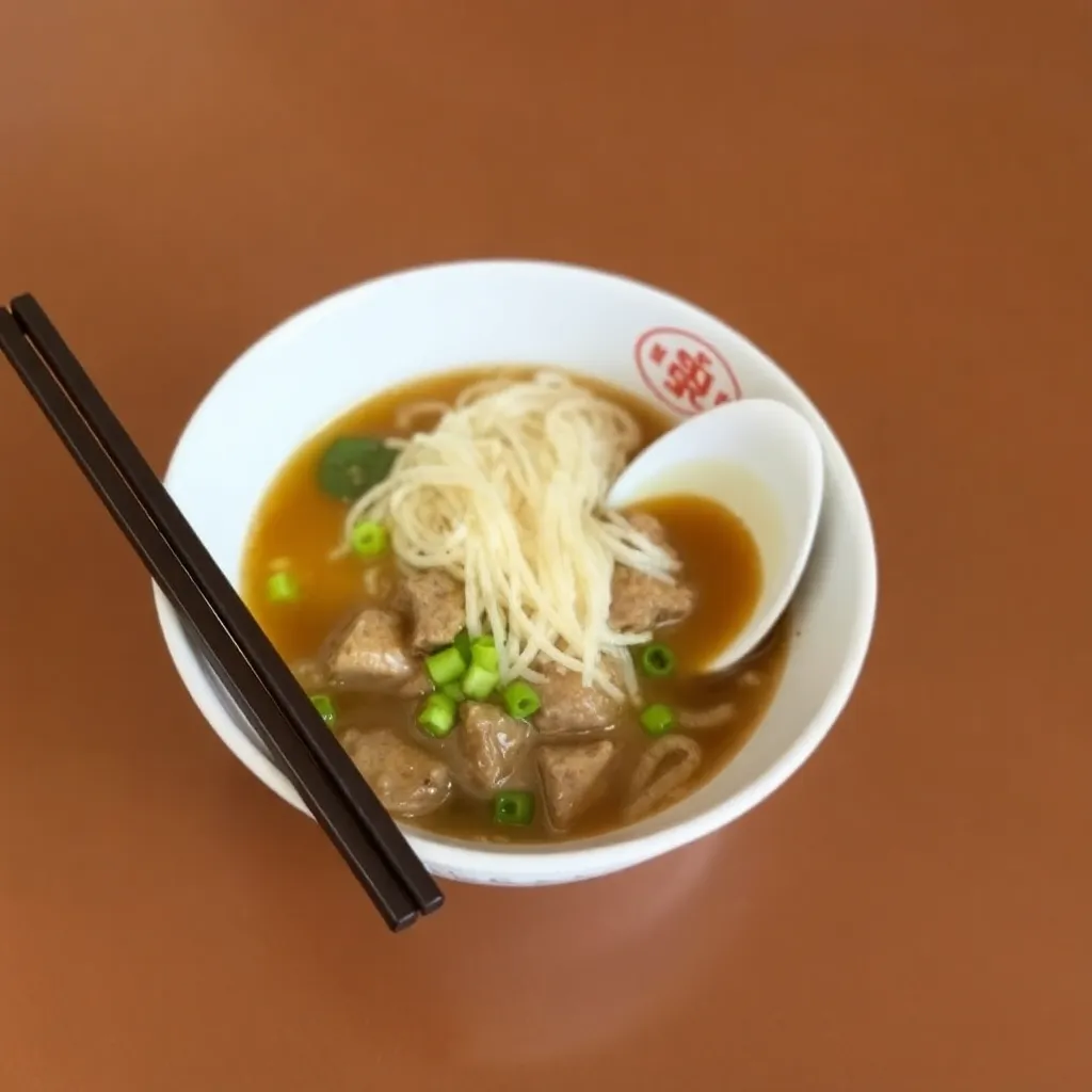 Bowl of Mie Kuah Sapi with beef broth and noodles