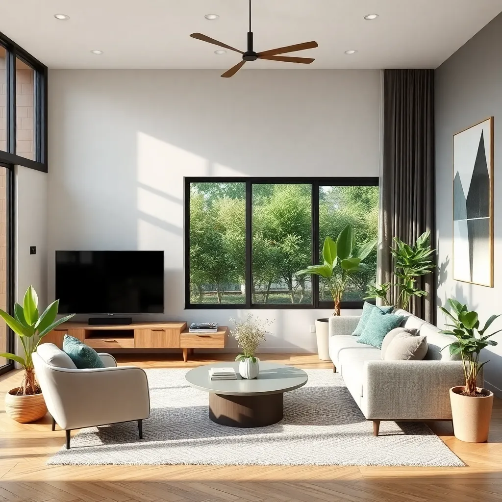 Interior Renovation with modern living room and plants