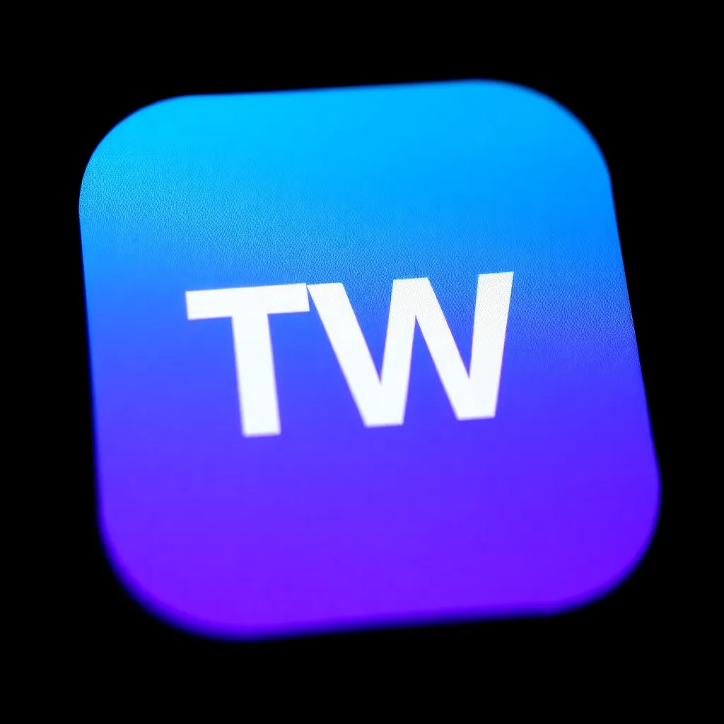 Twitter icon blue square with white text TW