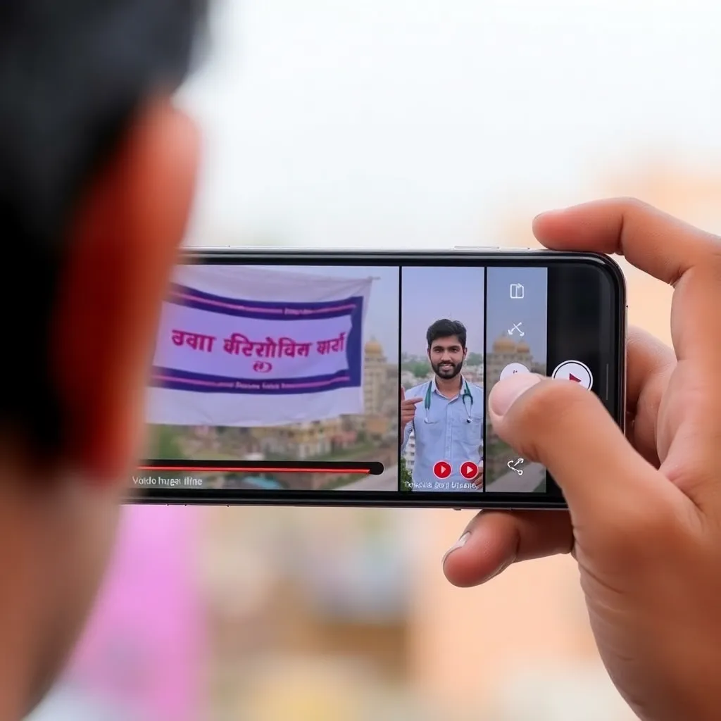 Person recording a tutorial video on smartphone with Bharat Club app open, explaining how to earn money online