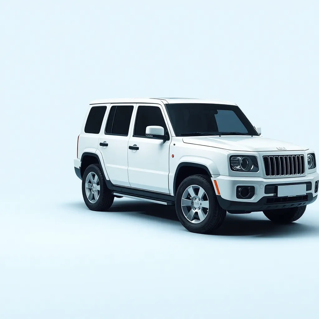 White SUV facing front right side