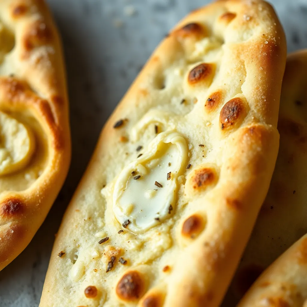 Close-up photo of naan bread with garlic butter