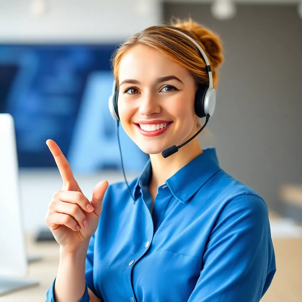 Smiling woman with headset