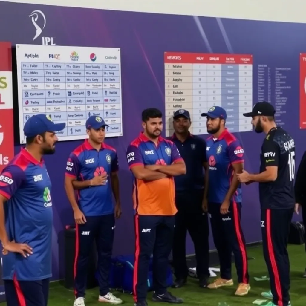 Image showing IPL teams preparing for upcoming matches with practice sessions and schedule boards