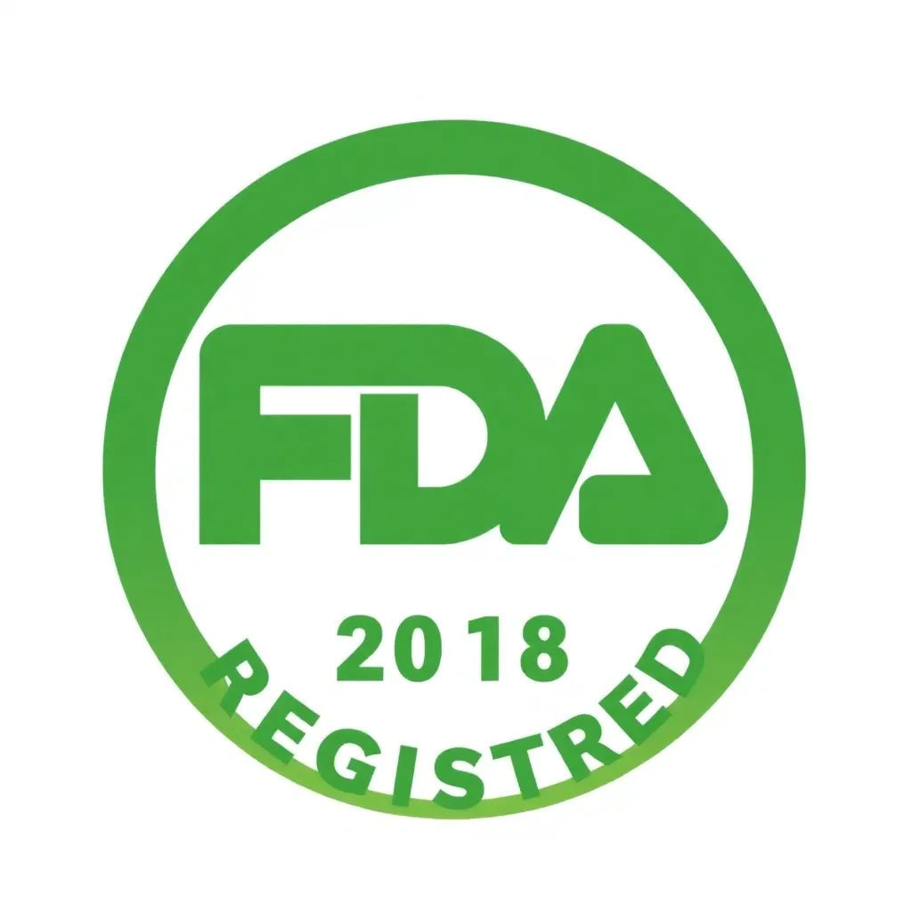FDA Registered badge, circular green and white