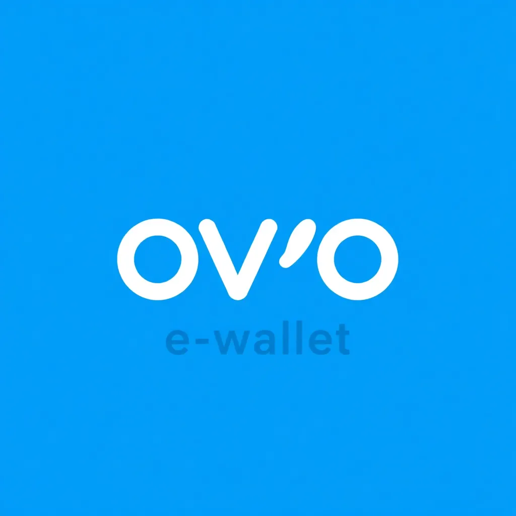 Logo OVO e-wallet with blue background and white text OVO