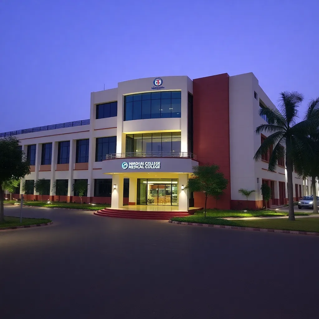 Adesh Medical College building in Bathinda